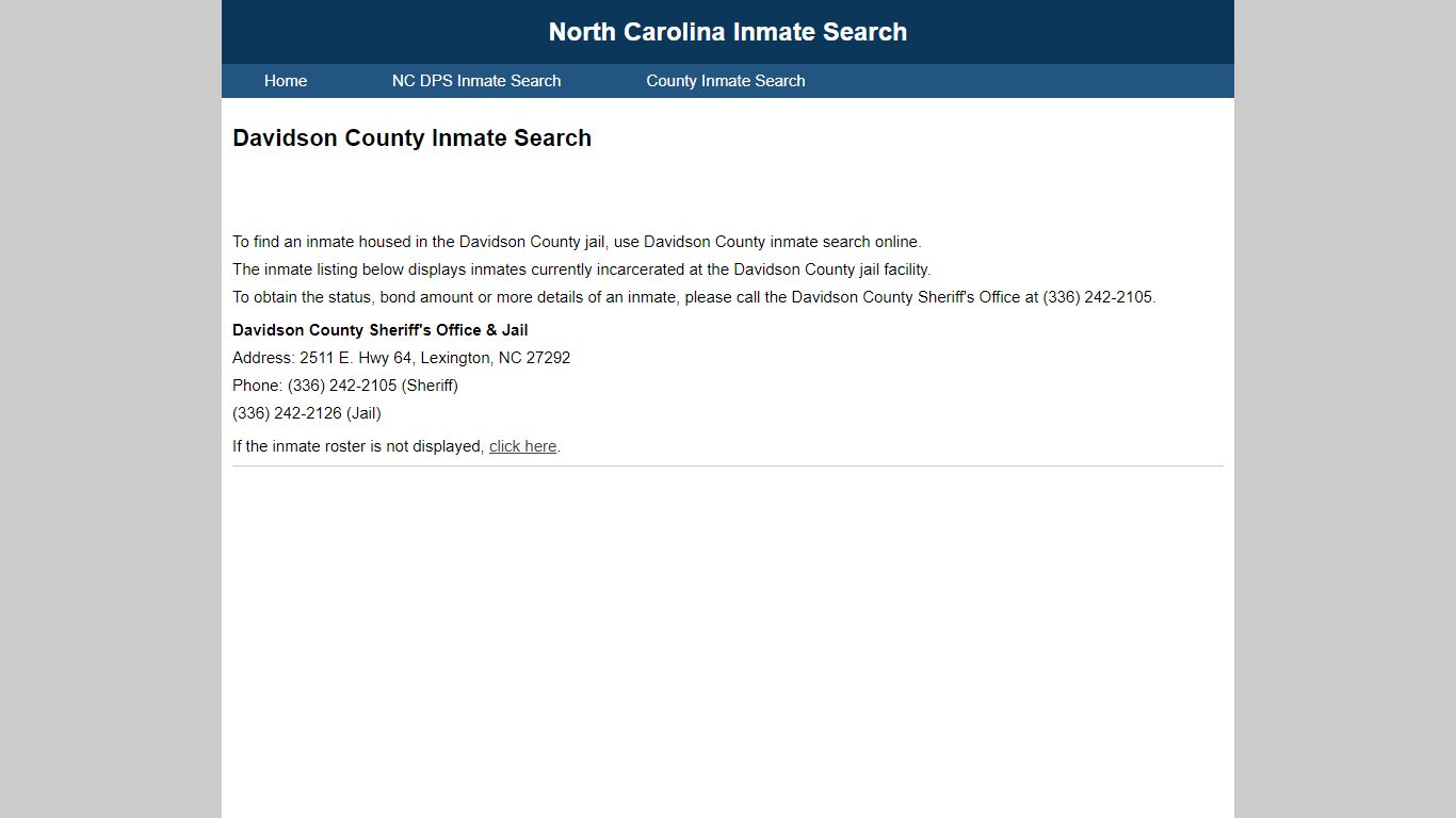 Davidson County Inmate Search