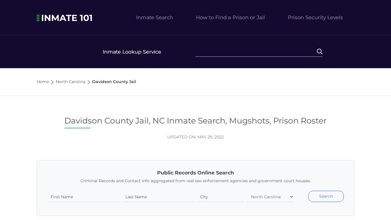 Davidson County Jail, NC Inmate Search, Mugshots, Prison ...